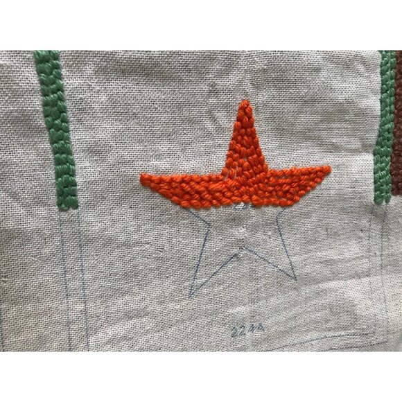 Vtg 1970's Handmade Punch Needle Wall Hanging Stars And Eagles Pattern 24" x 36" - Picture 5 of 10